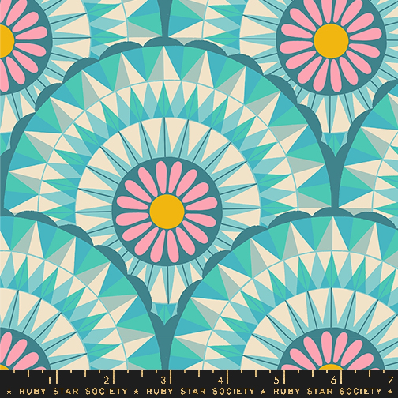 Patchwork Baumwolle - Ruby Star Society - Melody Miller - Carousel - Geometrics Turquoise